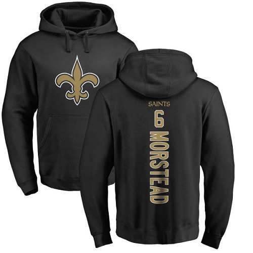Men New Orleans Saints Black Thomas Morstead Backer NFL Football #6 Pullover Hoodie Sweatshirts->new orleans saints->NFL Jersey